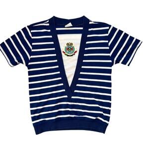 Vintage Jantzen Blue White Stripe Buoy Yacht Nautical Shirt Small Preppy
